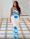 Positioning Print Medium Long Bag Hip Dress Sexy Breast Repair Dress Summer HZ0628