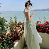 Windy Sexy Big Show Hanging Neck Hanging Neck Dress Seaside Holiday Style French Atmosphere Beach Fairy Dress