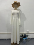 2024 New Waist-Skinny Strap Solid Long-Sleeved Long-Sleeved Dress Dress Dress Woman