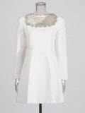 Famous Sexy Light Extravagant Evening Dress 2025 Spring New Square Collar Diamond Splicing Short-Term Waist Dress
