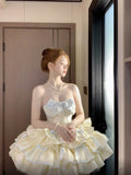 Ball Gown Strapless Short Champagne Lolita Dresses Party Dress Birthday Outfits SD1197