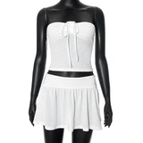 Women's Spring 2024 New Sleeveless Rolled T-Shirt Spice Girl Dress Set DJPT