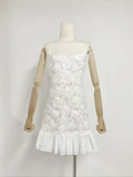 Summer New Sling Broth Three-Dimensional Flower Splicing Skirt Swing Short Dress Dress Woman