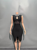 Summer New Heavy Industry High Collar Low Chest Banding Dress Fashion Famous Dinner Dress