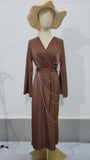 Women's Clothing 2025 Spring New Long Dress Temperament Long-Term Waist Chain Solid Color And Set Of Face Dress