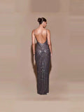 Slings Hot Diamond Decoat Folds Sexy Stylized Temperament Dress Dress Dress PARTY Dress Girl