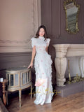 2025 New Sweet Style Temperament Short-Sleeved Silk Elegant Fashion Dress Woman