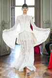 Autumn New Collar Horn Sleeve Lace To Receive Waist Long Dress Woman