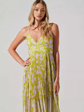Summer New Fashion Colorful Printing Press Folding Sling Dress