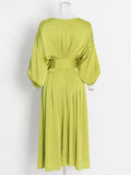 French Style Dress 2025 Summer New Round Collar Collar With Shoulder Sleeve Texture Waist Dress Dress Dress Woman