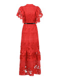Temperament Fashion Elegant Style Dress 2025 New Collar Embroidery Sleeker Sleeker Summer New Long Dress Woman