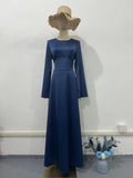 2024 New Waist-Skinny Strap Solid Long-Sleeved Long-Sleeved Dress Dress Dress Woman