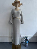 And Winter Knitting Jacket New Fashion Style V-Neck Long Repair Dress