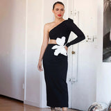 New Fashion Sexy Flowers To Wear A One-Shoulder Banded Dress Light Luxury Niche Evening Dress