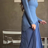 And Winter New Fashion Round Neck French Design Feeling 100 Fold Dress