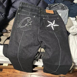 Alcatraz Jeans New Star Embroidered High Street Retro Old Casual Five-Point Pants DJPT