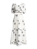 Retro Resort Style Two Sets Of 2025 Summer New Square Collar Bubble Sleeve Top High Waist Half-Dress Suit Woman