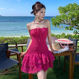 Holiday Style Bra Dress Embroidered Hem Moistle Short A-Dress Girl