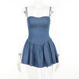Summer 2025 New Sexy Bag Ass Temperament Babes Imitation Denim Dress Girl DJPT