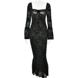 New Horn Sleeve Sexy Lace Bosom Dress Stylish Babes Show Backpacking Dress HZ0628