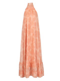 Printed Holiday Dress 2025 Summer Show Back New Hanging Neck Sleeveless Swing Leaves Side Dress Woman