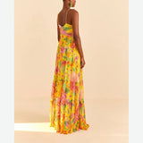 Women's New Fashion Print Sexy Hanging Neck Sleeveless Breast Loose Dress HZ0628