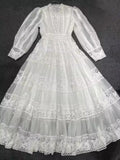 Temperament Lace Dress 2025 Autumn Gentle Wind Heavy Industry Lace Splicing Wide Swing Dress Dress Dress