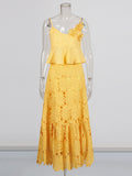 Niche Wind 2025 Summer New Sling Ribbon Leaves Design Three-Dimensional Flower Half-Body Dress Suit Woman