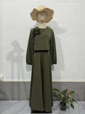 2024 New Middle East Dubai Flower Lantern Sleeve Loose Dress Dress Dress Suit Two Sets