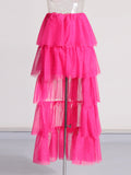 Personality Style 2025 New Mesh Splicing Before The Short After Long Cake Pony Skirt Dress