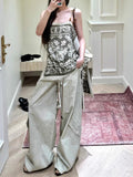 New Flat Print Bump Color Beaded Sling Sling T-Shirt Holiday Bohemian Style Design Top