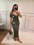Summer Women's New Short Sleeve V-Neck Dress