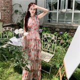 Tourism Wearing Bare Back Seaside Holiday Dress Bohemia Long Dress Hanging Neck Super Fairy Dress Women's Beach Dress