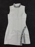 New Summer Sleeveless Hem V Drill High-Neck Sexy Tight-Bstice Ass Dress Famous Dinner Party Bandage Dress