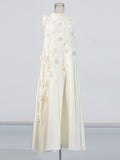 Temperament Fashion Geek Wind 2025 Spring New Heavy Industry Irregular Three-Dimensional Flowers Sleeveless Long Dress Woman