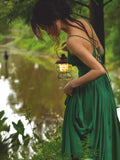 Chun's Beautiful Holiday Sling Skirt In The Spring And Summer Of 2024, Cross-Banding And Striping Waist Dress Woman