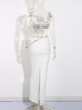 Babes Dress Suit Woman 2025 Spring New Heavy Industry Diamond Tsets Tsets Bursts Tosed Skirt
