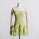 Sheath Strapless Blue Lace Vacation Dress Short Birthday Dresses SD173