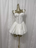 A line Straps White Vacation Beach Dress Short Dress SD0022