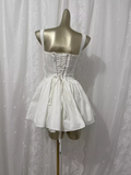 A line Straps White Vacation Beach Dress Short Dress SD0022