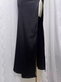 Sheath Spaghetti Straps Black Vacation Dress Satin Birthday Dresses SD0025