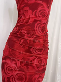 Sheath Straps Floral Red Travel Vacation Beach Dress Short Birthday Dress SD0026