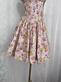 A line Straps Floral Travel Vacation Floral Beach Dress Short Birthday Dress SD0029