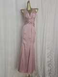 Sheath V Neckline Satin Pink Vacation Dress Birthday Dresses SD0031