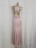 Sheath V Neckline Satin Pink Vacation Dress Birthday Dresses SD0031