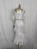 Mermaid Lace White Travel Vacation Beach Dress Birthday Dress SD0037