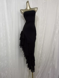 High Low Black Strapless Vacation Dress Birthday Dresses SD0038