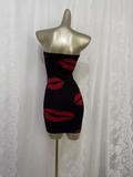 Sheath Strapless Floral Red Travel Vacation Dress Short Birthday Dress SD0057