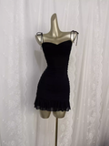 Sheath Straps Black Travel Vacation Dress Short Birthday Dress SD0058