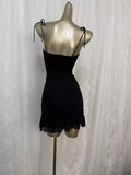 Sheath Straps Black Travel Vacation Dress Short Birthday Dress SD0058